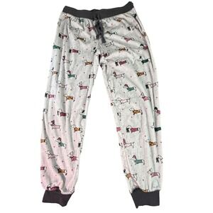 Holiday Dachshund Dog Print Pajama Jogger Pants Grey TZ496118C